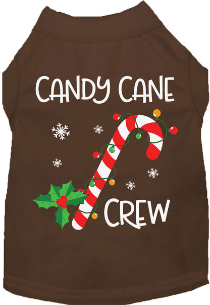 Brown Candy Cane Crew pet shirt with festive design