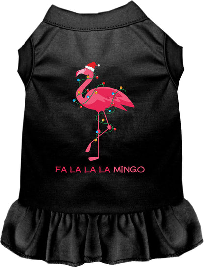 Black Falalala mingo pet dress with flamingo design