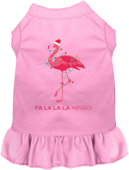 Pink Falalala mingo pet dress with flamingo design