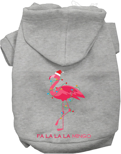 Gray Falalala mingo Pet Hoodie with flamingo design