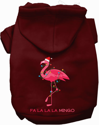 Maroon Falalala mingo Pet Hoodie with flamingo design
