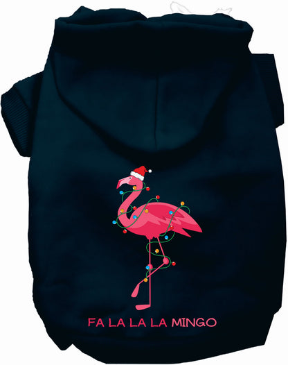 Navy Falalala mingo Pet Hoodie with flamingo design