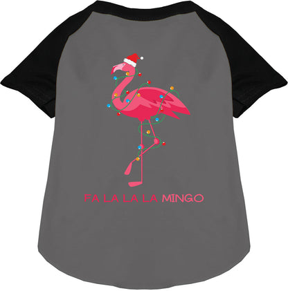 Black sleeve flamingo pet raglan shirt with holiday theme