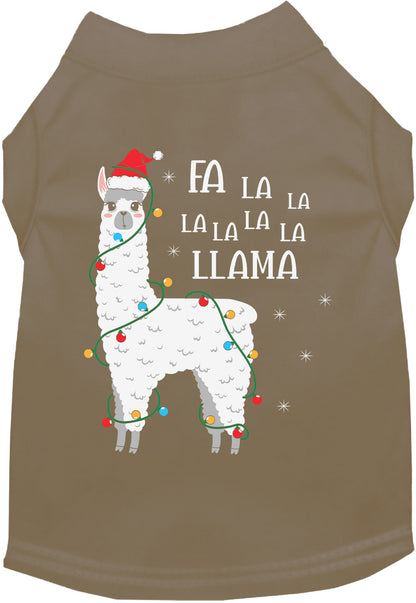 Tan Falalala Llama Pet Shirt with festive design