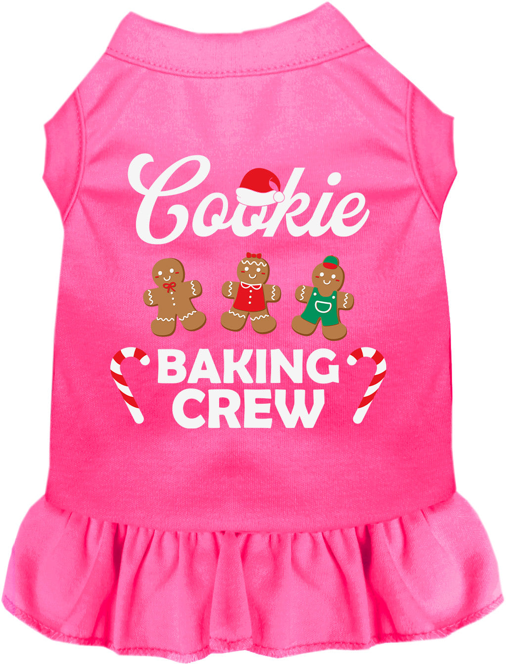 Pink Cookie Baking Crew pet dress with gingerbread design