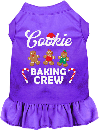 Purple Cookie Baking Crew pet dress with gingerbread design