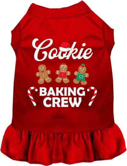 Red Cookie Baking Crew pet dress with gingerbread design