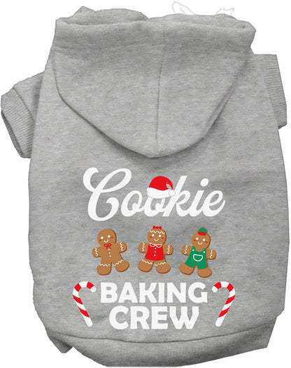 Gray Cookie Baking Crew Pet Hoodie with gingerbread design