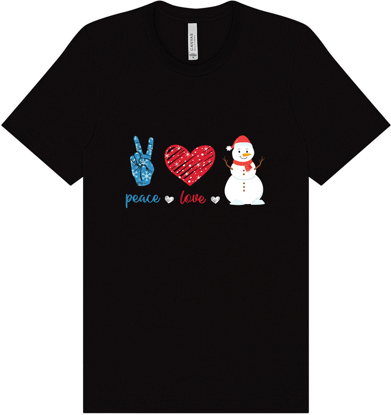 Peace Love and Snow Adult Bella Canvas Shirt
