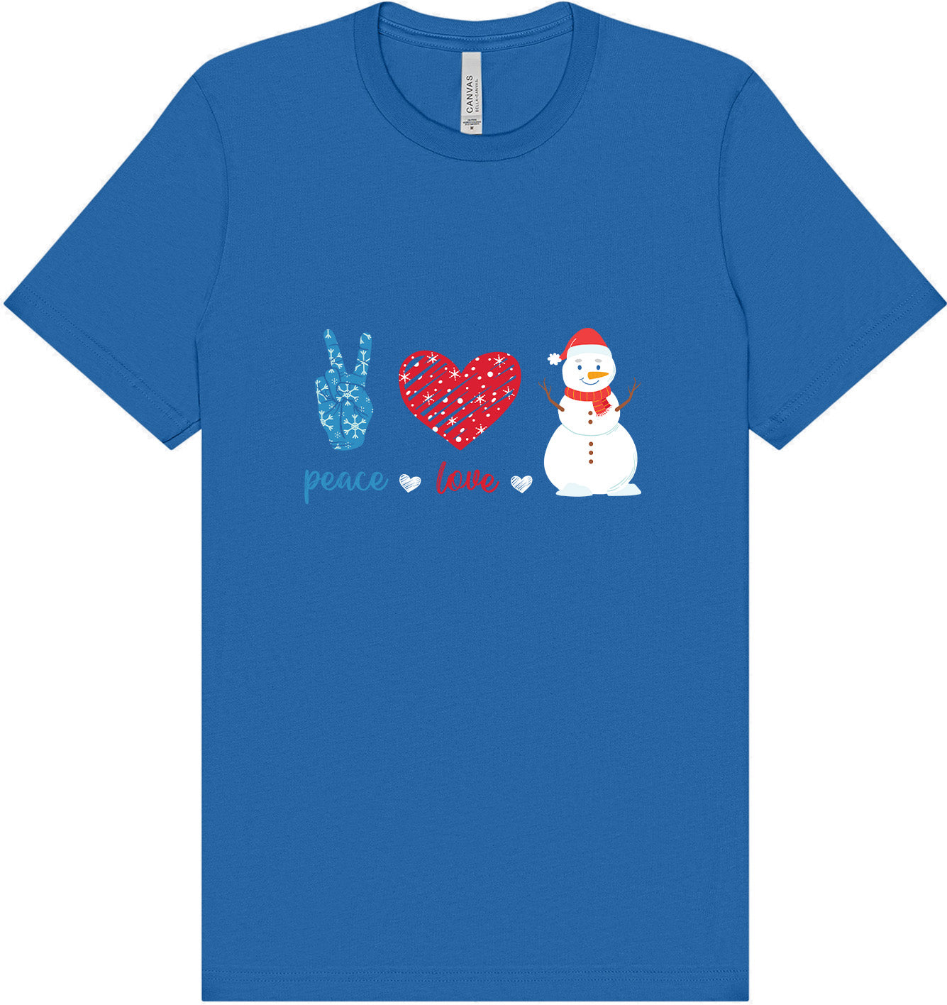 Peace Love and Snow Adult Bella Canvas Shirt
