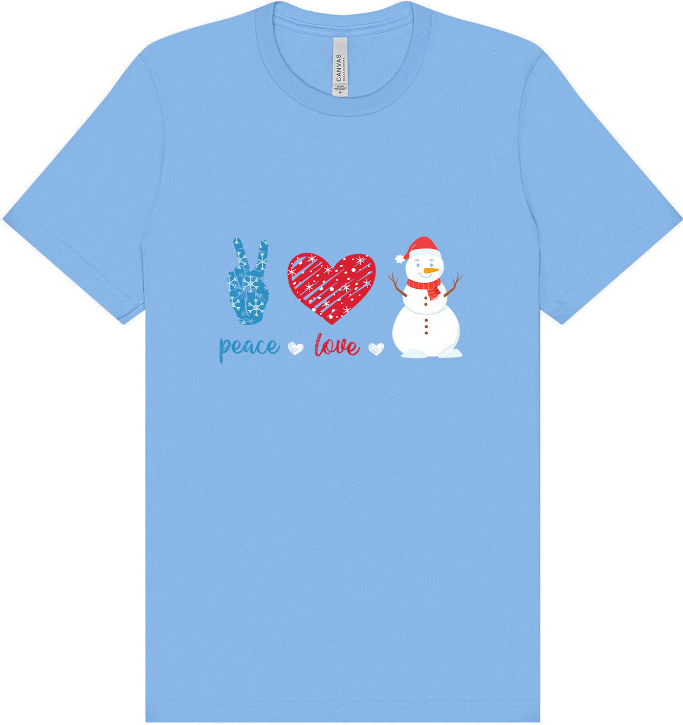 Peace Love and Snow Adult Bella Canvas Shirt