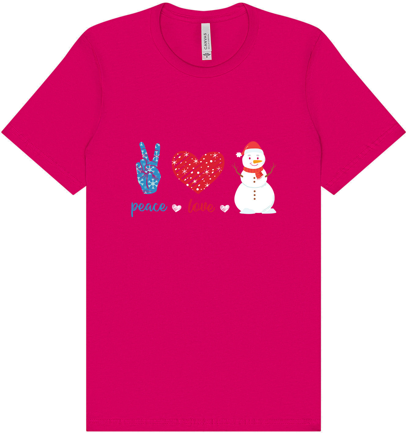 Peace Love and Snow Adult Bella Canvas Shirt