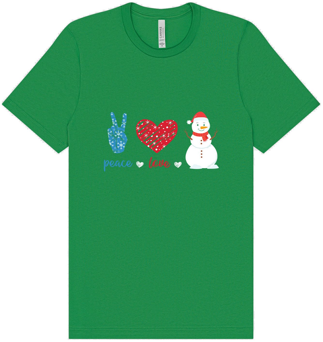 Peace Love and Snow Adult Bella Canvas Shirt