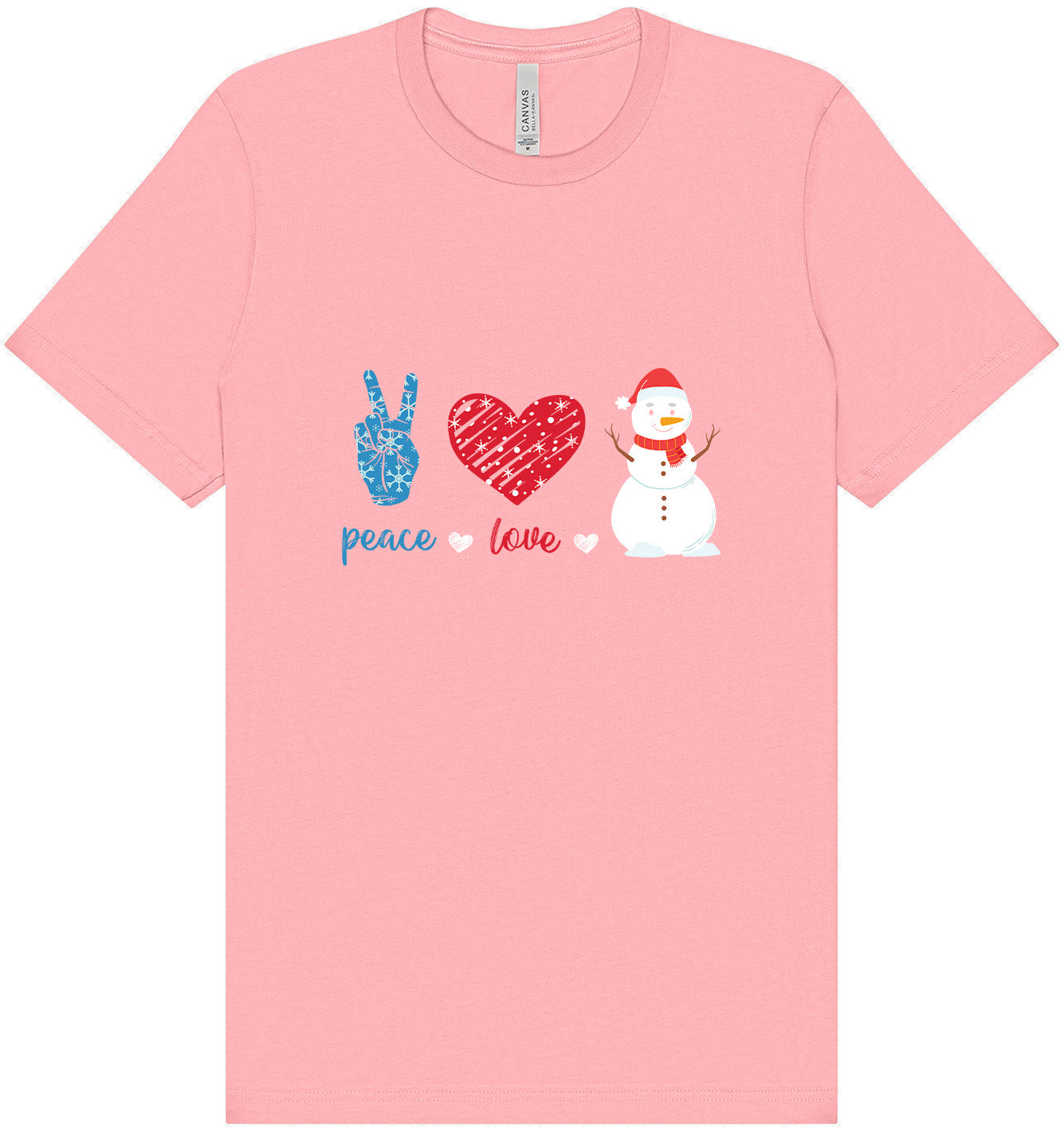 Peace Love and Snow Adult Bella Canvas Shirt