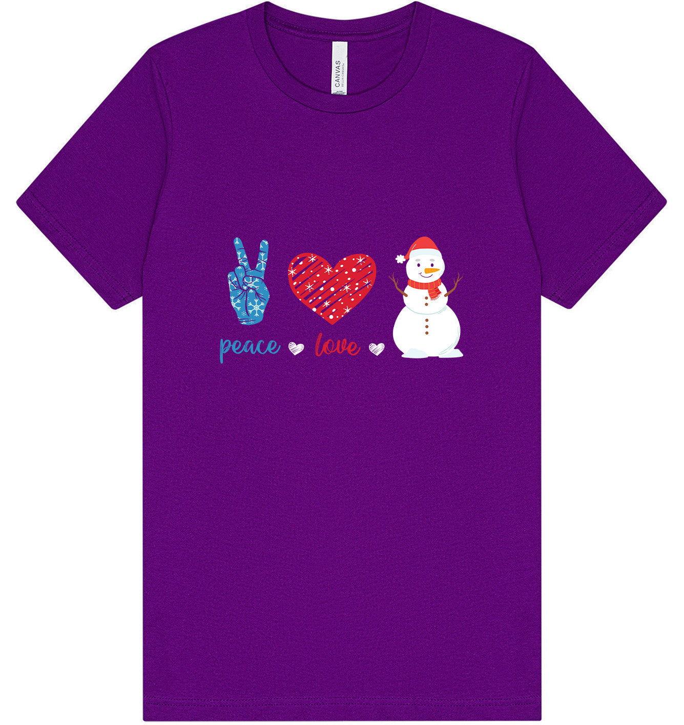 Peace Love and Snow Adult Bella Canvas Shirt