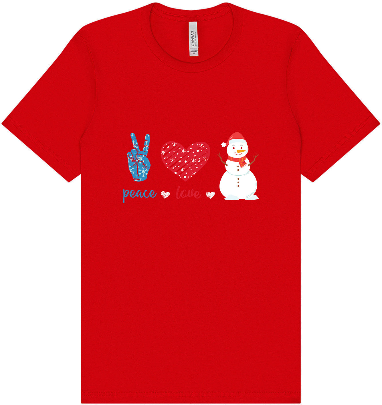 Peace Love and Snow Adult Bella Canvas Shirt