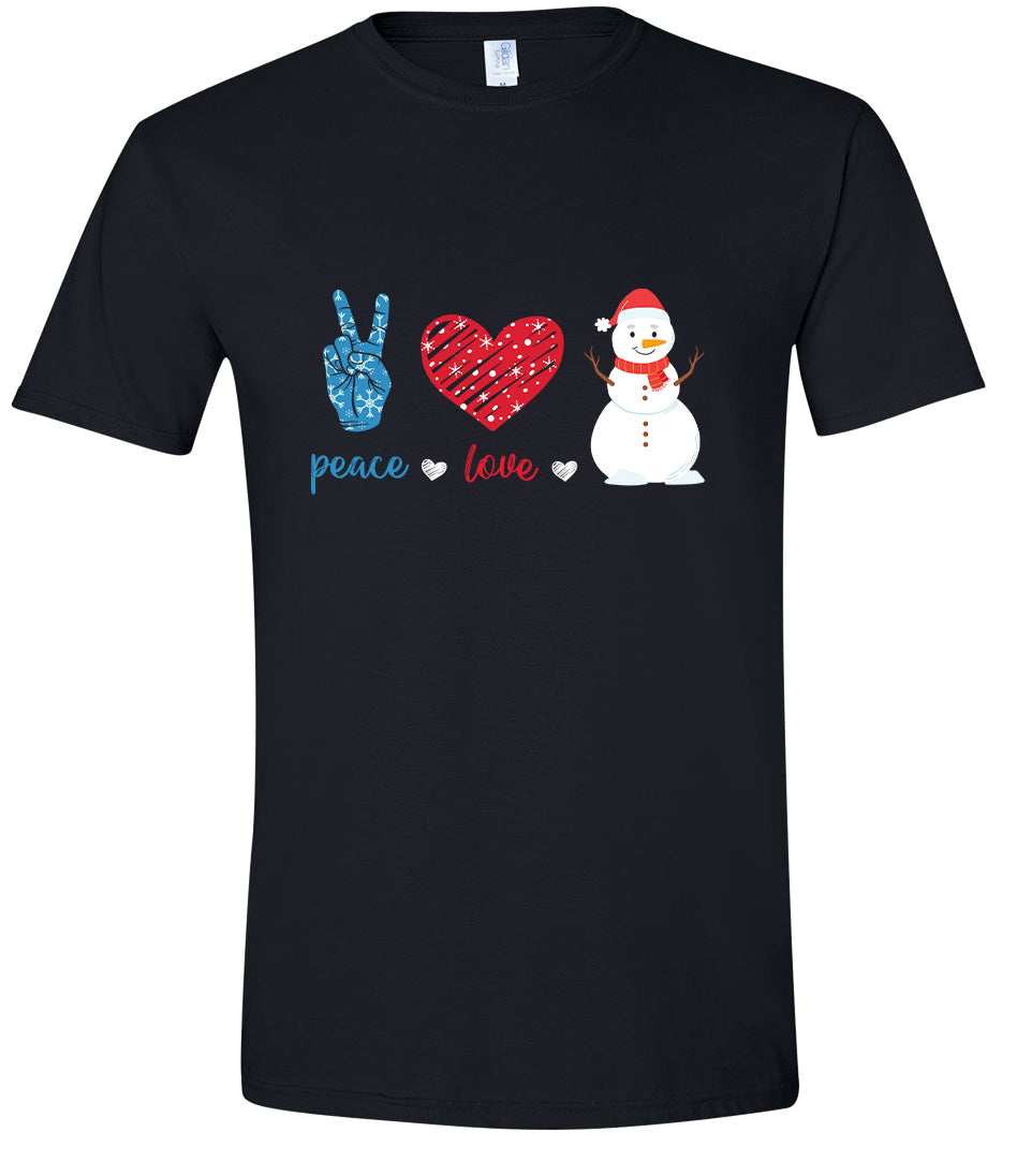 Peace Love and Snow Adult Gildan Soft Shirt