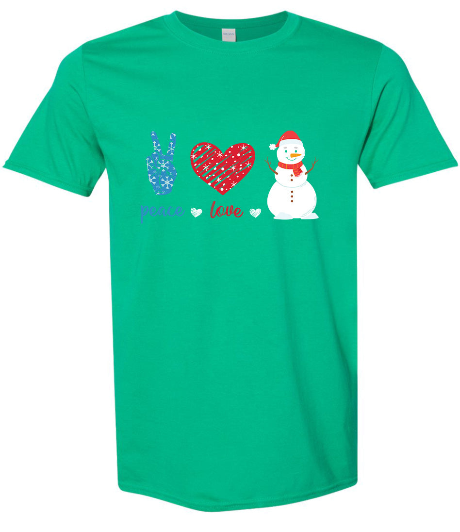 Peace Love and Snow Adult Gildan Soft Shirt