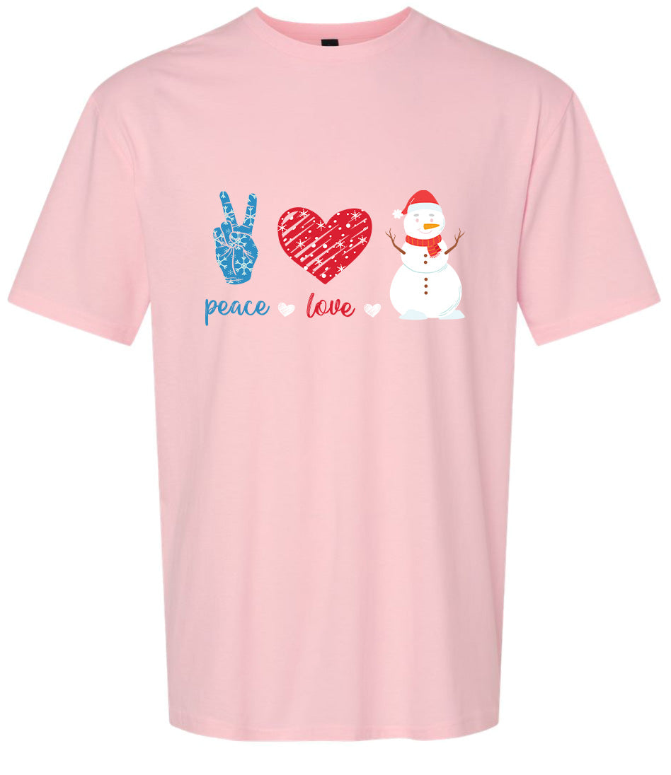 Peace Love and Snow Adult Gildan Soft Shirt