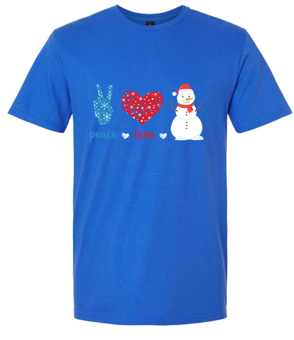 Peace Love and Snow Adult Gildan Soft Shirt