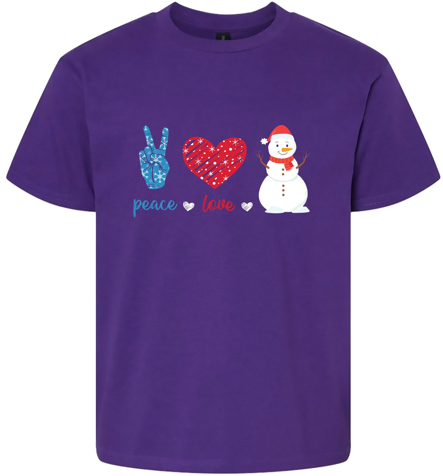Peace Love and Snow Children's Gildan Soft Shirt