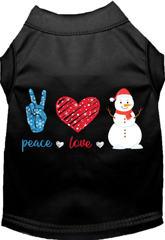Black Peace, Love, and Snow pet shirt