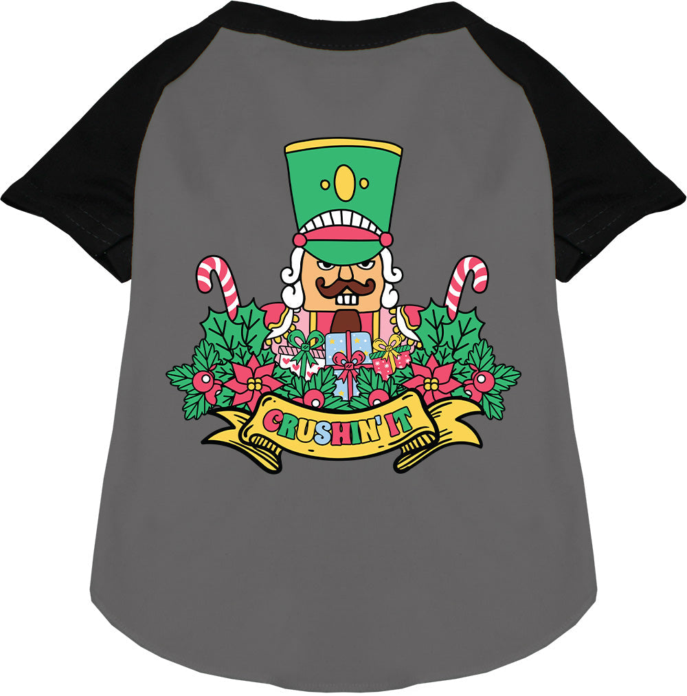Black Crushin' It Nutcracker Style Pet Raglan Shirt