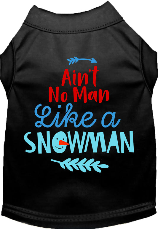 Black pet shirt with 'Ain't No Man Like a Snowman' design