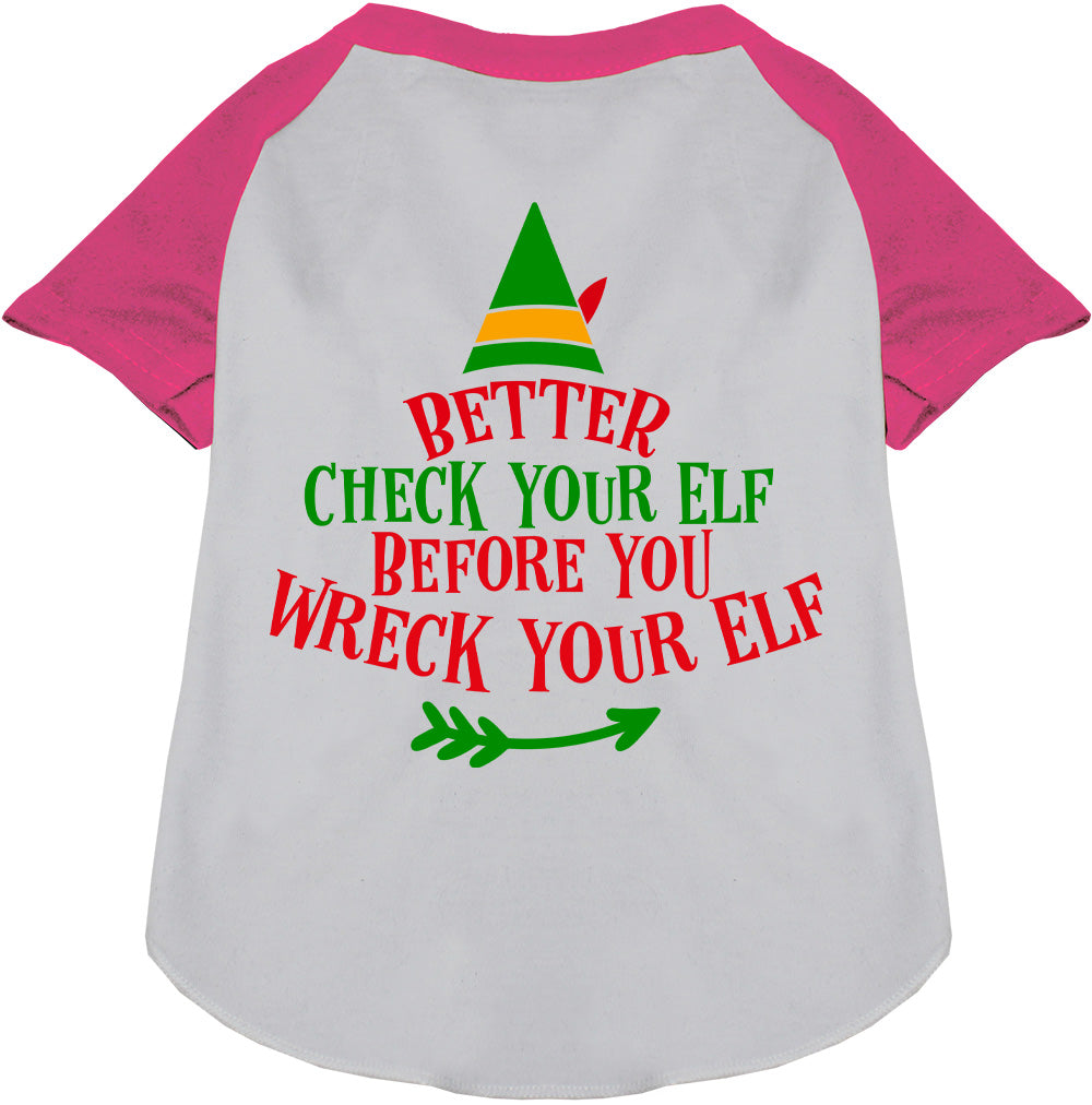 Pink-sleeved Elf Pet Raglan Shirt for dogs