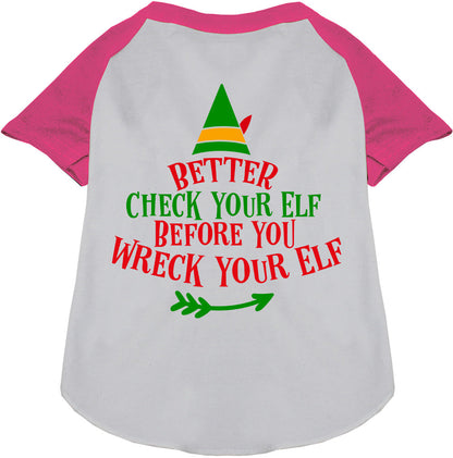 Pink-sleeved Elf Pet Raglan Shirt for dogs