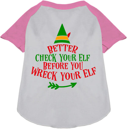 Light pink-sleeved Elf Pet Raglan Shirt for dogs