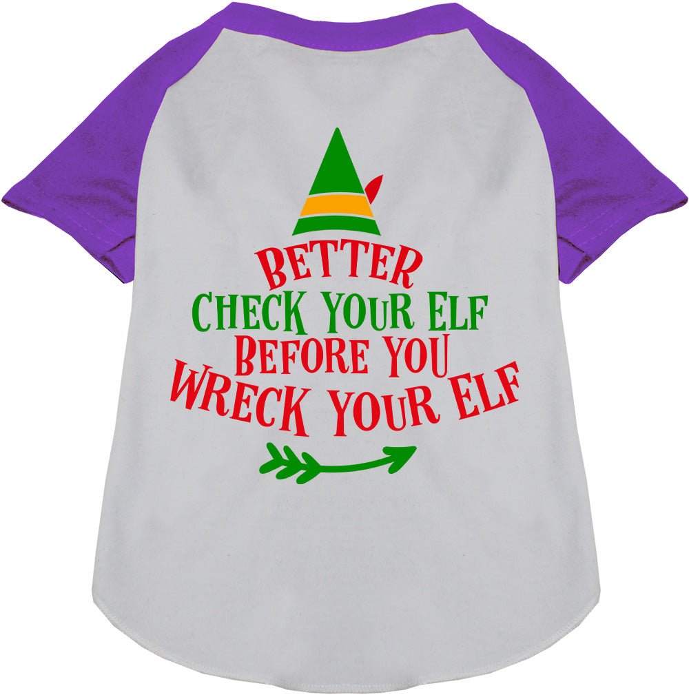 Purple-sleeved Elf Pet Raglan Shirt for dogs