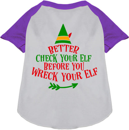 Purple-sleeved Elf Pet Raglan Shirt for dogs