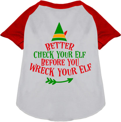Red-sleeved Elf Pet Raglan Shirt for dogs