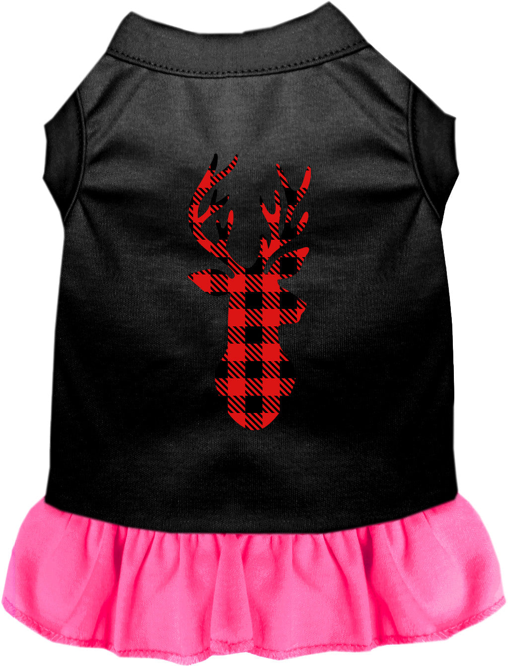Black and Pink Buffalo Check Deer Pet Dress