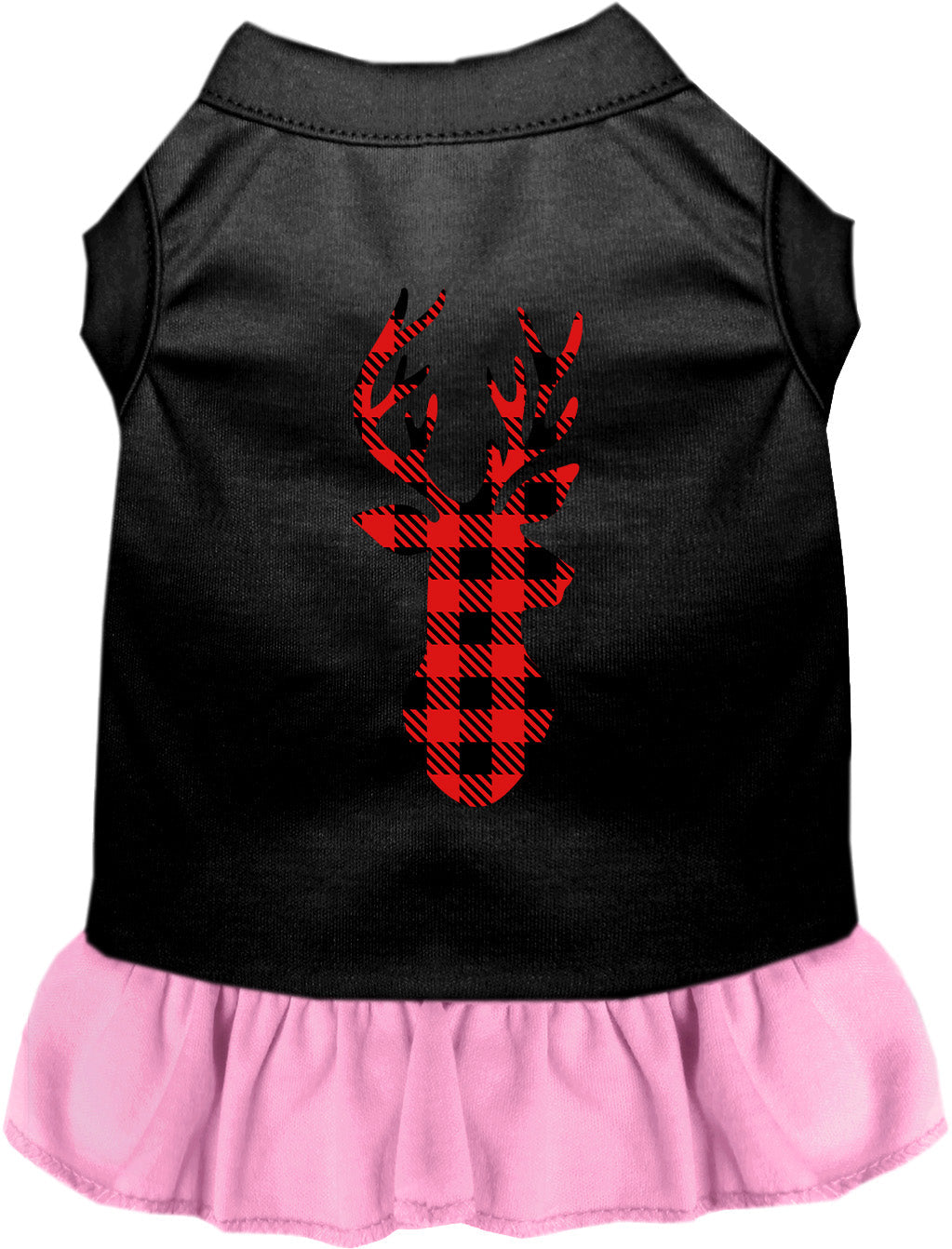 Black and Light Pink Buffalo Check Deer Pet Dress