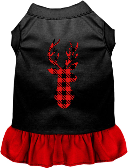 Black and Red Buffalo Check Deer Pet Dress