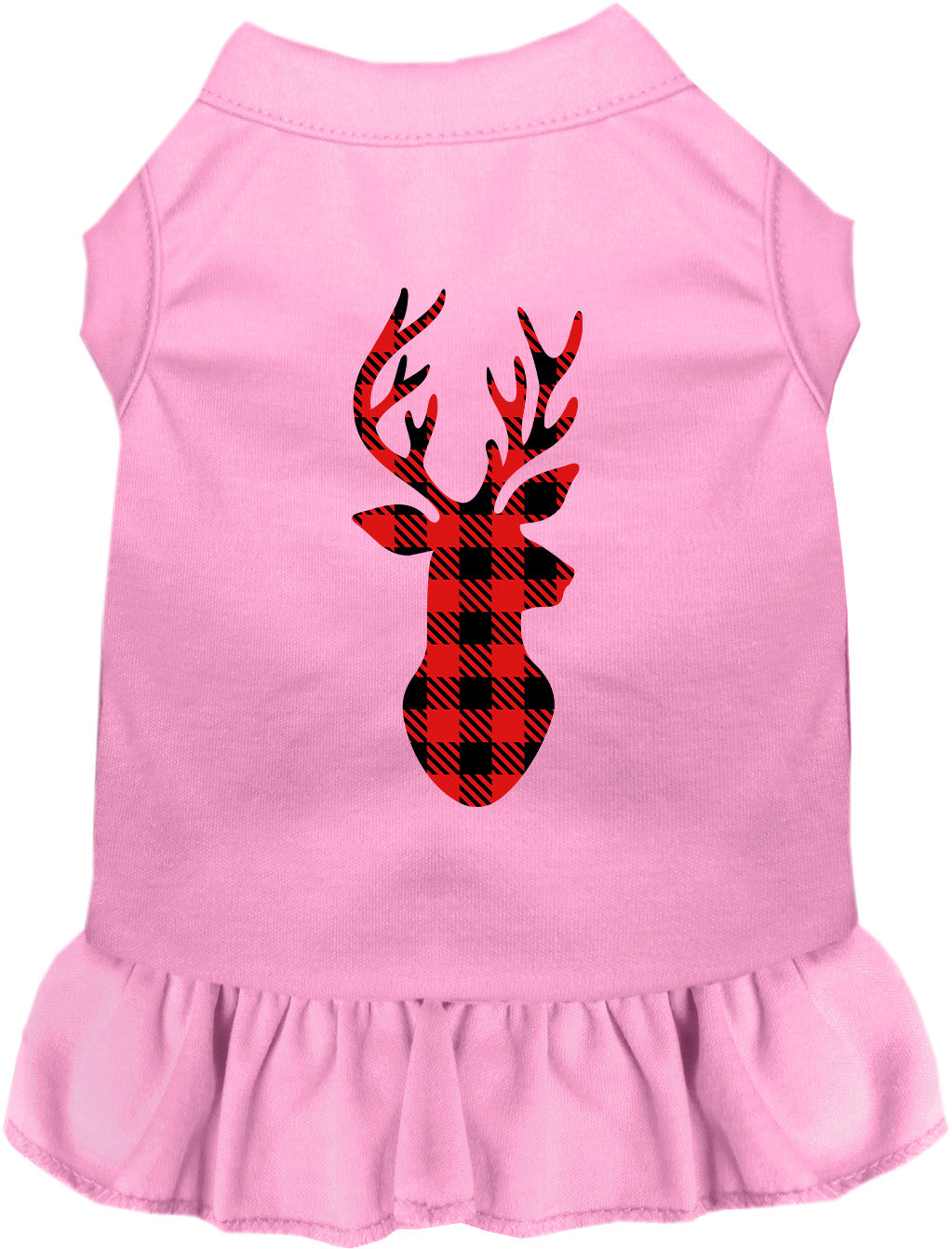 Light Pink Buffalo Check Deer Pet Dress