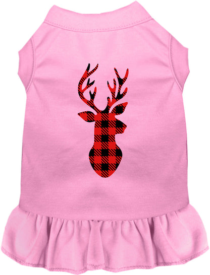 Light Pink Buffalo Check Deer Pet Dress