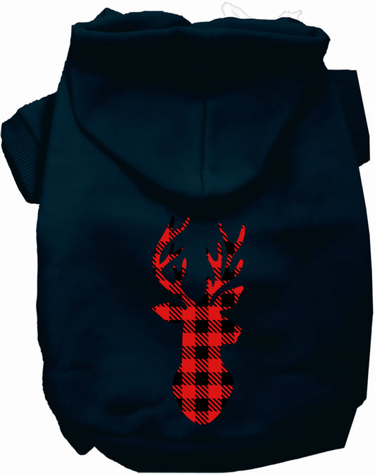 Black Buffalo Check Deer Pet Hoodie