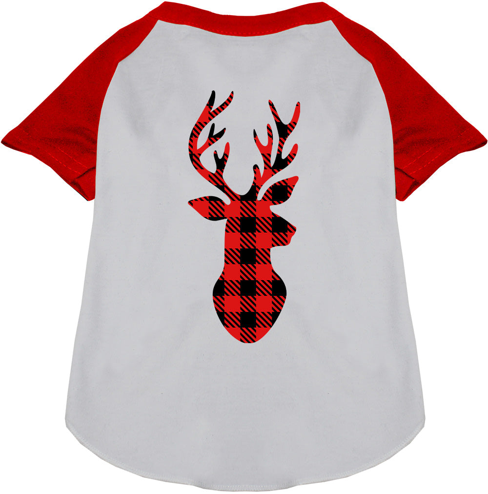 Red Buffalo Check Deer Pet Raglan Shirt