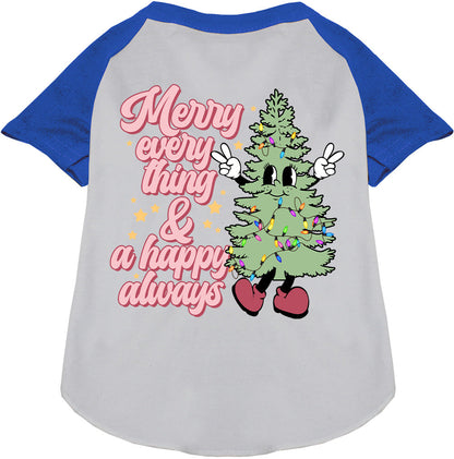 Merry Everything Pet Raglan Shirt in blue sleeves