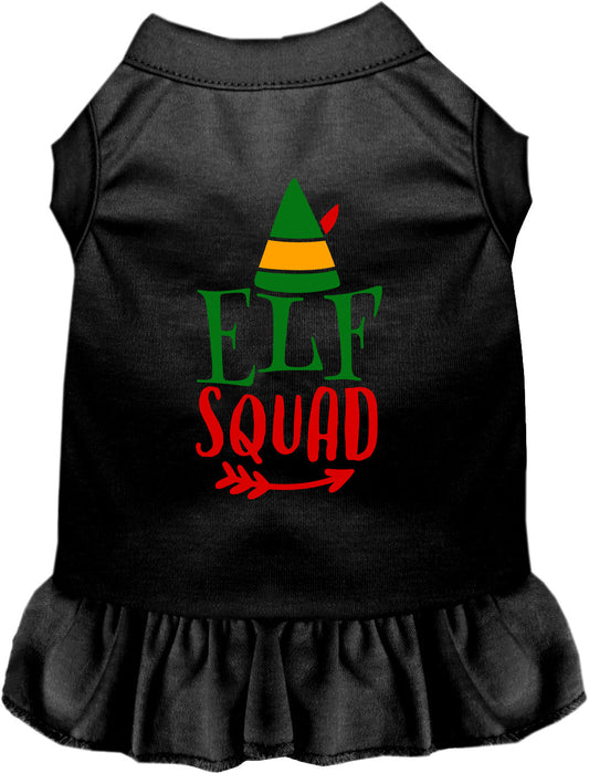 Black Elf Squad pet dress with festive design