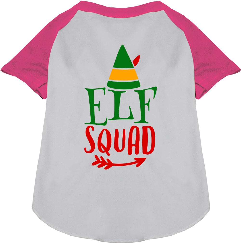 Elf Squad Pet Raglan Shirt with pink sleeves