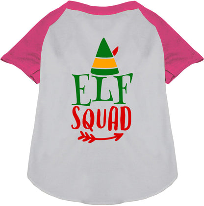 Elf Squad Pet Raglan Shirt with pink sleeves