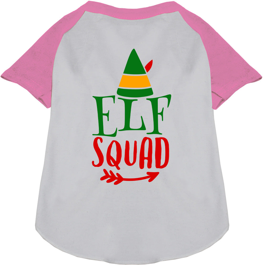 Elf Squad Pet Raglan Shirt with light pink sleeves
