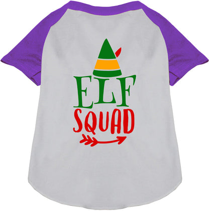 Elf Squad Pet Raglan Shirt with purple sleeves