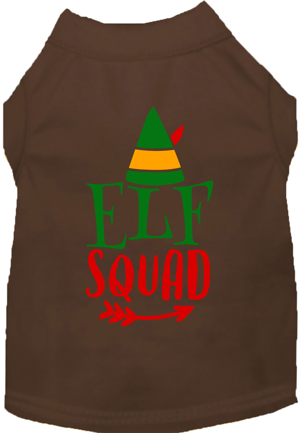 Brown Elf Squad pet shirt with festive design