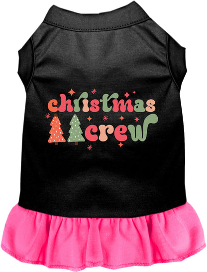 Black and pink Christmas Crew pet dress with festive design