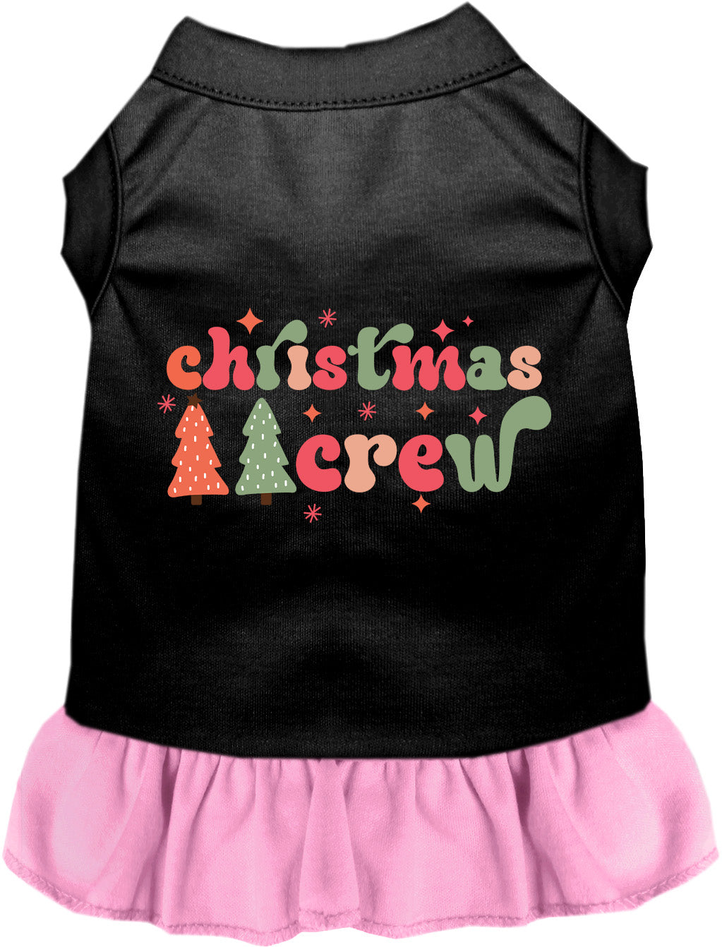 Black and light pink Christmas Crew pet dress with festive design